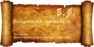 Bulyovszki Jonatán névjegykártya